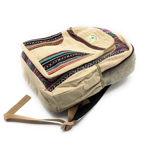 100% Handmade Multi Pocket Hemp Backpack - Picture 4 of 6